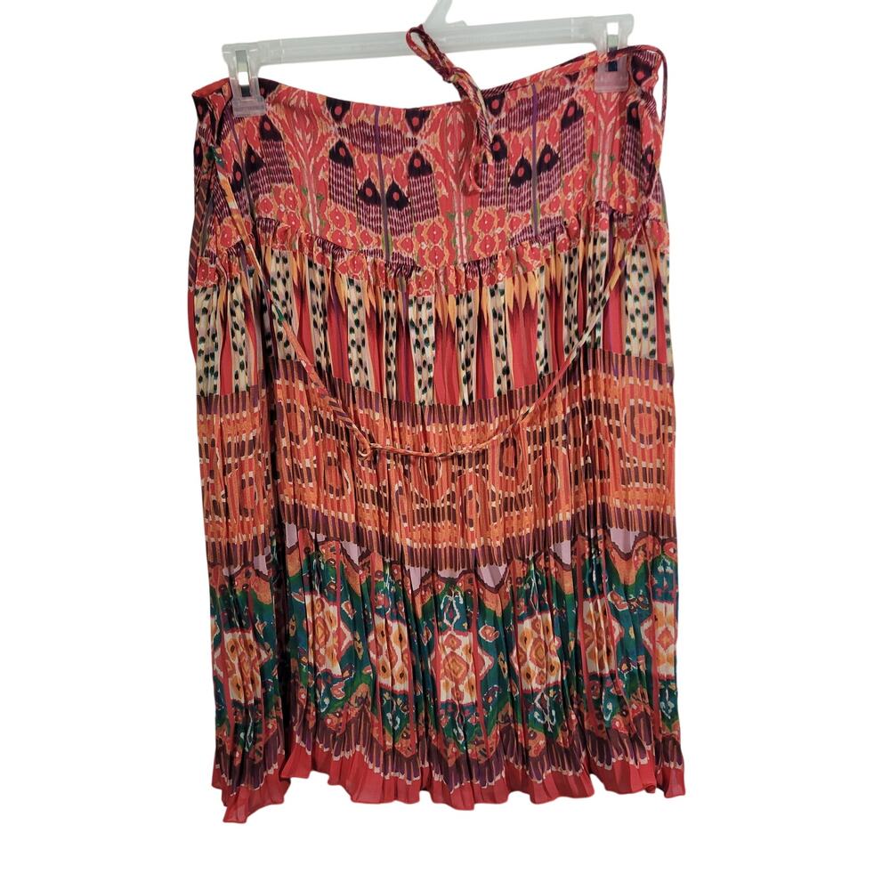 W Work To Weekend Y2K Pleated Orange Geometric Print Skirt Size 12 10326-1427